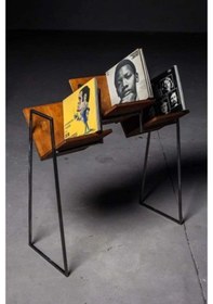 Resim Kitaplık Dergilik Plaklık Gazetelik Metal Ayaklı Ahşaplı Kitaplık 