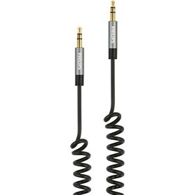 Resim Philips SWR2102A 3.5mm Jack Spiral AUX Ses Kablosu Siyah 1 Metre 