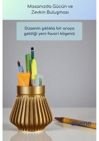 Resim Kalemlik Masa Kalemliği Organizer Kalemlik Altın Renk Model 83 Çok Renkli 