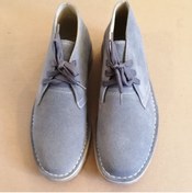 Resim Butik Tülin Erkek hakiki deri süet gri deri iç astarlı kaymaz kauçuk tabanlı bağcıklı yarım bot 
