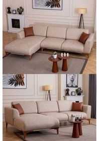 Resim Storm Sırt Mekanizmalı Nubuk Dinlenme Köşe Koltuk Takımı Krem Krem 