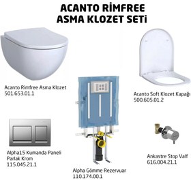 Resim Geberit Acanto Rimfree Alpha15 Soft Asma Klozet Seti - Parlak Krom 