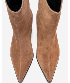 Resim Luvi Shoes Aleo Toprak Süet Hakiki Deri Sivri Burunlu Kadın Kısa Topuklu Bot Toprak 