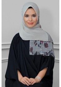 Resim Hürrem Bone Bej Pratik Hazır Geçmeli Tesettür Eşarp Kesik Elyaf Piliseli Çiçe (545491594) Bej 