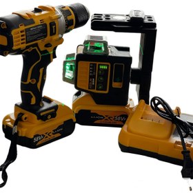 Resim assurr Kablosuz Şarjlı Lazer Metre Ve Şarjlı Matkap Seti 2 2 Yıl Yok Akülü 36 Watt Anahtarsız 36 Volt 0 - 