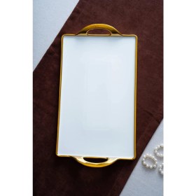 Resim Arven Dikdörtgen Gold Sunum Tepsi - 45 cm 