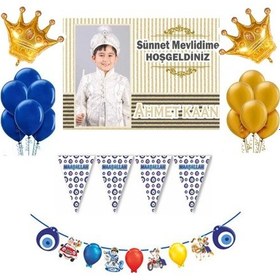 Resim Sünnet Süsleme Seti Afiş Hediyeli Altın Kontsept 