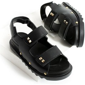 Resim 302l Ortopedik Taban Kadın Sandalet Günlük Kalın Taban Kadın Sandalet Terlik Siyah 