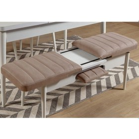 Resim Palermo Benchli Yemek Masası Takımı Beyaz Taş 