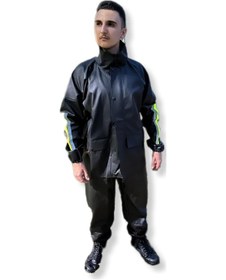 Resim Geborgenheit En Büyük Boy Battal Beden Kalın Reflektörlü Motorcu Motosiklet Yağmurluk 