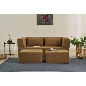 Resim Vivense PİRGOS YATAKLI 2 PUFLU FULL SÜNGER KANEPE, KAHVE 