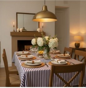 Resim Mor Keten Masa Örtüsü 150x220 Cm Çok Renkli 