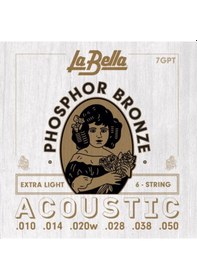 Resim La Bella 7gpt Akustik Gitar Teli Seti Orta Seviye - 10-50 Phosphor Bronze Parlak Ve Sıcak Ton Karakteri, Fosfor Bronz Alaşım, Uzun Ömürlü Esnek Yapı Ölçüler: 0.010 - 0.050 İnç Takım 