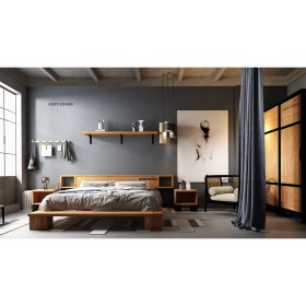 Resim Deryawood Mar Masif Ahşap Tek Kişilik Karyola 160X200 - Açık Ceviz Renk 