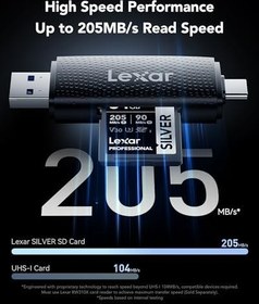 Resim Lexar Profesyonel SILVER SD Kart 64 GB, 205 MB/s'ye Kadar Okuma, 90 MB/s Yazma, SDXC UHS-I Hafıza Kartı, Sınıf 10, U3, V30, Profesyonel Fotoğrafçılar, Videografçılar, Meraklılar için SD Kart 