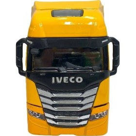 Resim Işıklı Sesli Pilli Çek Bırak Metal Oyuncak Iveco Tır Sarı 