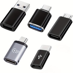 Resim 5 Adet USB-C'den USB 3.0 OTG Adaptör, USB A'dan USB C'ye Dönüştürücü, Tip C Dişi'den Mikro Erkeğe, Tip C Erkek'ten 8 Pinli Dişe, Galaxy, Dizüstü Bilgisayarlar ve Araba için 
