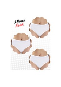 Resim Yüksek Bel Bato Tarzında Bikini 3 Lü Adet Ekonomik Set Ultra Kalitededir Beyaz 