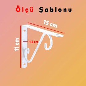 Resim Badem10 Raf Altı Raf Tutucu Ayak Ferforje Beyaz 150X110 mm 2 Adet 