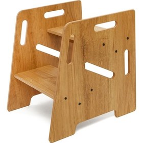 Resim Minera Çocuk / Yetişkin Montessori Ahşap Basamak Yükseltici Tabure Mutfak Taburesi 