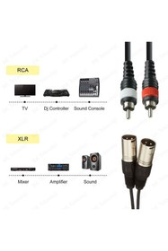 Resim BK Teknoloji 2 Xlr Erkek To 2 Rca Erkek Mikser Mikrofon Ses Kablosu - 3 Metre 