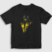 Resim Unisex Çocuk Siyah Scorpion V3 Mortal Kombat T-Shirt 