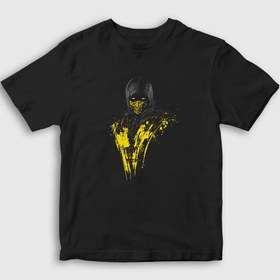 Resim Unisex Çocuk Siyah Scorpion V3 Mortal Kombat T-Shirt 