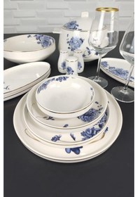 Resim Roy King Blue Blanch 60 Parça Bone China Yemek Takımı Dsn 042 