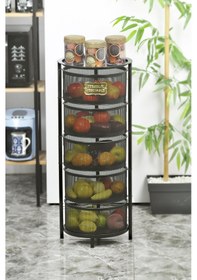 Resim 5 Katlı Metal Açılır Kapanır Paslanmaz Sebzelik Siyah 