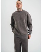 Resim Unisex Uzun Kol Bisiklet Yaka Yıkamalı Sweatshirt - Füme Anrasit 