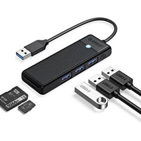 Resim Orico PAPW3AT-U3-015-BK-EP USB 3.0 To 3.0 TF SD Kart Okuyucu 3 Portlu USB 3.0 Siyah Çoklayıcı Adaptör 