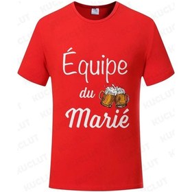 Resim Kuclut Fransız Evlilik Takımı Bekarlığa Veda Partisi T-shirt Damat Moda Grafik Düğün Tişörtmorerkek Mor 