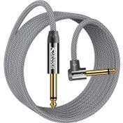 Resim Riksoin Ses Enstrüman Kablosu, Elektro Gitar, Bas, Davullar, Pedallar, Amplifikatörler, Preamp'ler, Miksler, Akortörler, Hoparlörler ile Uyumlu, Düzden Sağa Açılı 1/4 inç Kablo 