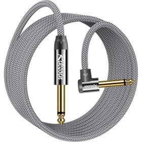 Resim Riksoin Ses Enstrüman Kablosu, Elektro Gitar, Bas, Davullar, Pedallar, Amplifikatörler, Preamp'ler, Miksler, Akortörler, Hoparlörler ile Uyumlu, Düzden Sağa Açılı 1/4 inç Kablo 