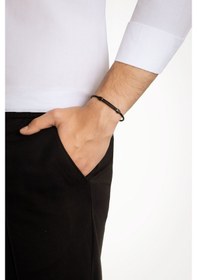 Resim So Chic Siyah Detaylı Çelik Erkek Bileklik Çelik 