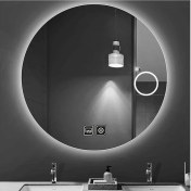 Resim Dnr-Mirror60 Cm Buğu Yapmayan Dokunmatik Tuşlu Makyaj Aynalı Beyaz Ledli Yuvarlak Banyo Aynası 