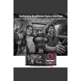 Resim Eco Lounge Siyah 1080P Araç Içi 3 Kameralı LCD Ekranlı Gece Görüşlü , G-Sensör , Geri Görüş Kamera 