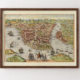 Resim epiqart İstanbul Haritası - Ahşap Desenli Çerçeve 