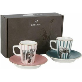 Resim Porland Wild Life Zebra-elephant Kahve Takımı 4 Parça 