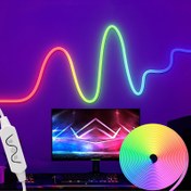 Resim 1 adet LED USB Neon Halat Işıkları, 101.6/299.72/497.84cm RGB Neon İç Dekorasyon Işıkları, Müziğe Synchronize Edilebilen Yıldızlı Neon Işıklar, Esnek DIY Neon Işıklar, İç Mekan, Duvar, Festival, Parti Dekorasyonu için Uygun 