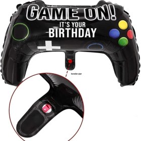 Resim Pandoli Console Oyun Konsolu Şeklinde Game On Its Your Bırthday Folfo Balon 64,5X38 cm Retro 