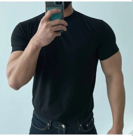 Resim Mecbear Erkek Fitness Yazlık Kısa Kollu Pamuk Tişört - Nefes Alabilen Spor Teeblack Black 