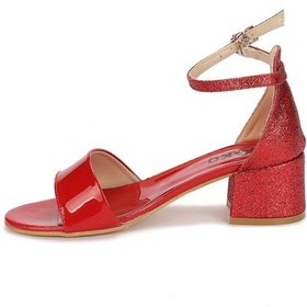Resim Kiko Kids 768 Ayna Kum Günlük Kız Çocuk 3 CM Topuklu Sandalet Ayakkabı Kırmızı 001 