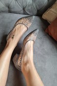 Resim Topukla Footwear 135 5335 Topukla Kadın Kalın Topuklu Taşlı Tül Abiye Ayakkabı 