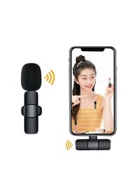 Resim Apple Uyumlu iPhone Ios Kablosuz Yaka Mikrofonu Ses Arayüzü Mini Yaka Mikrofonu Çok Yönlü Mikrofon,klipsli Siyah 