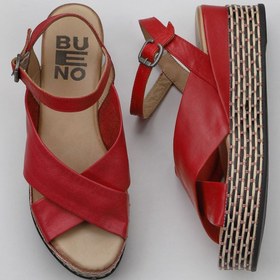 Resim Bueno Shoes Kırmızı Deri Kadın Dolgu Topuklu Espadril Sandalet 01wq5901 