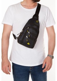Resim Newish Polo Erkek Kumaş Usb Kulaklık Çıkışlı Bodybag Göğüs Ve Omuz Çantası New172 - Siyah - Sarı 