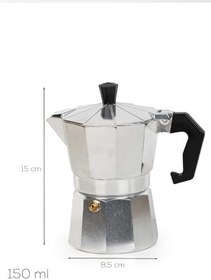 Resim Porsima MNB05740 Ocaküstü Moka Pot 3 Fincanlık Alüminyum Kahve Espresso Cezvesi Gümüş 150ml 