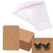Resim Pipitree 100 Adet Takı Sergileme Kartları ve Kendiliğinden Yapışkanlı OPP Çantalar Seti - Küçük İşletme Paketleme için Kağıt Küpe Sergileme Tutacakları, Bağımsız 50 Adet Küpe Kartı ve 50 Adet Şeffaf Çanta, Hafif, Takı Yapımı Sergileme ve Paketleme Malzemeleri 