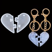 Resim 1 Çift Silikon Kalp Şeklinde Reçine Döküm Kalıpları, Delikli ve Kilitli DIY Sevgililer Günü Çift Puzzle Kolye, Takı Yapımı için Epoksi El Sanatları Kalıbı, DIY Takı Yapımı | Kalp Puzzle Tasarımı | Silikon Kalıplar 
